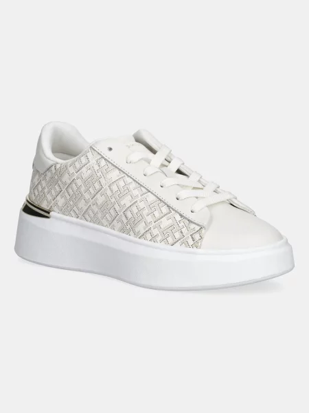 Кожени маратонки Tommy Hilfiger TH MONOGRAM PLATFORM SNK бежово