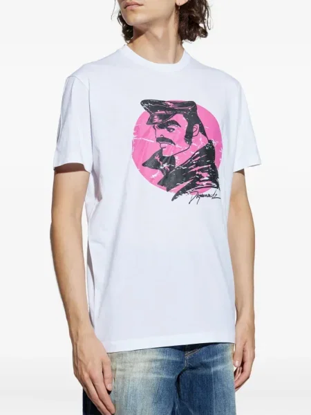 Tricou Dsquared2 cu imagine cu decolteu rotund alb