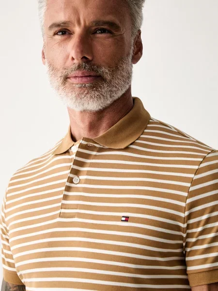 Tommy Hilfiger тениска с яка мъжка от бежово