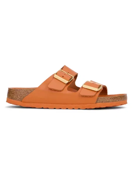 Klapki Birkenstock skórzane pomarańczowe