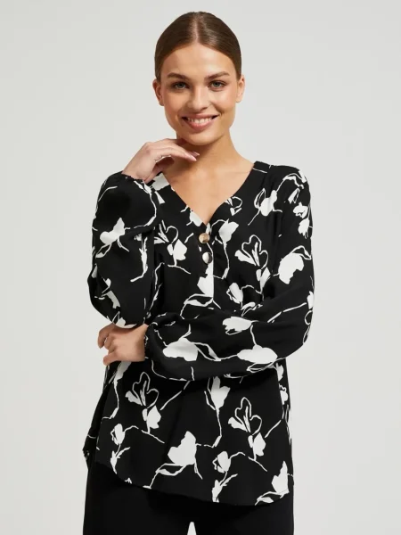 Srajca Marisse s cvetličnim vzorcem s potiskom črna