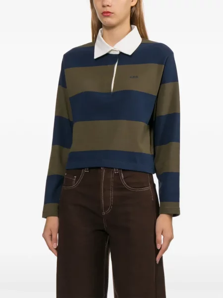 Lung tricou polo A.p.c. cu dungi albastru