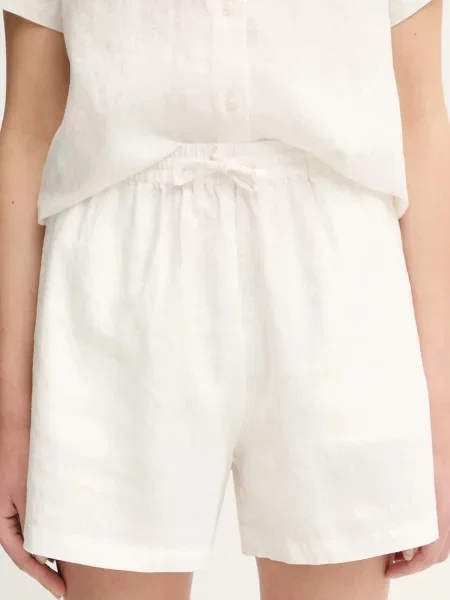 Лляні шорти Samsoe Samsoe MAREN однотонна висока посадка зелений