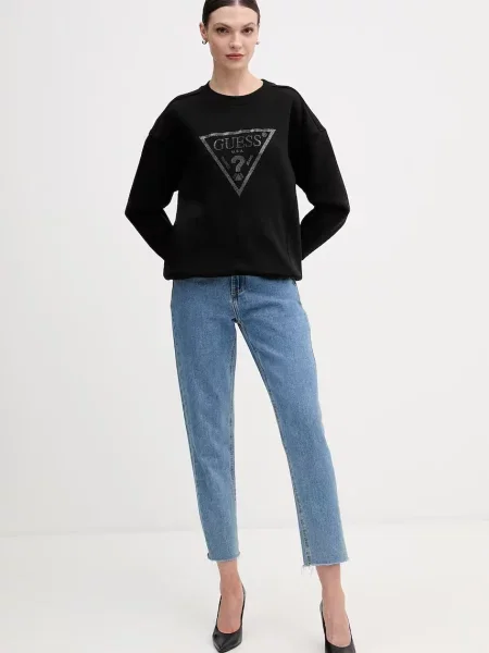 GUESS Majica / srebrna črna
