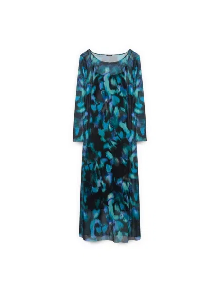 Sukienka maxi Fiorella Rubino z nadrukiem tiulowa niebieska