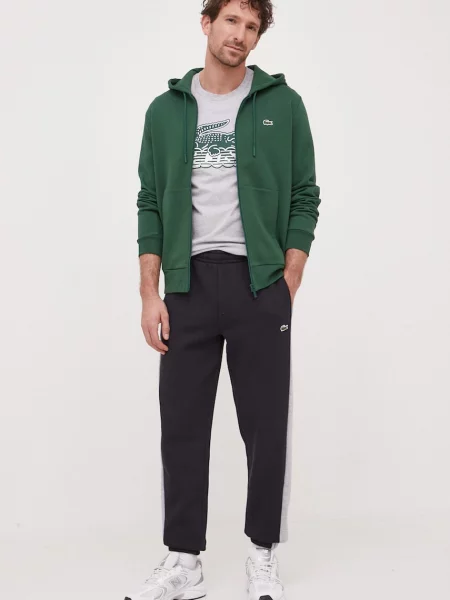 Lacoste bluza z kapturem gładka zielony