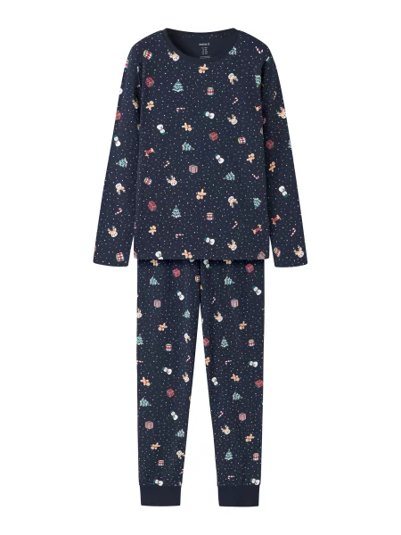 NAME IT Pijamale NKNVismas bleumarin / verde pin / sângeriu alb