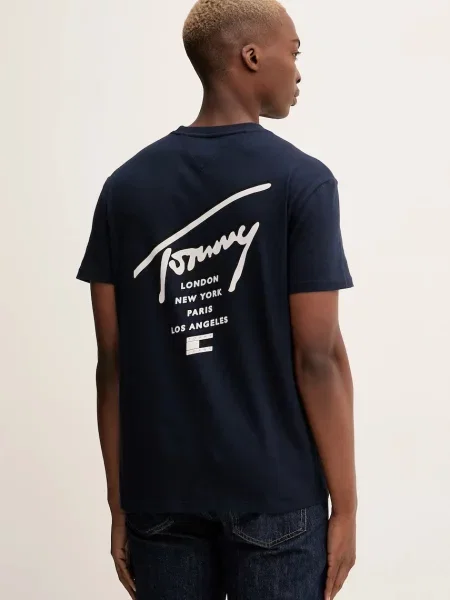 Тениска Tommy Jeans с принт тъмносиньо