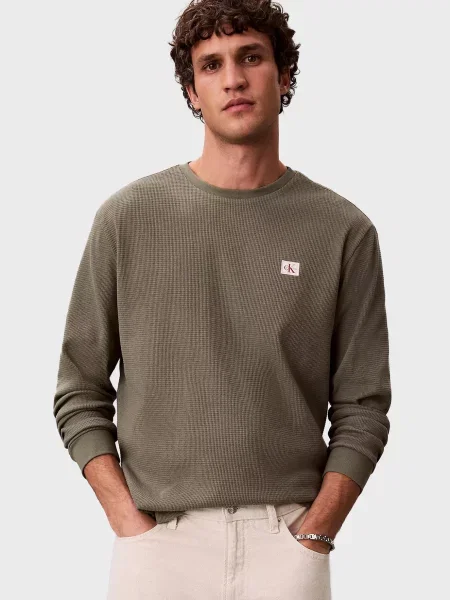 Лонгслів Calvin Klein Jeans оливковий