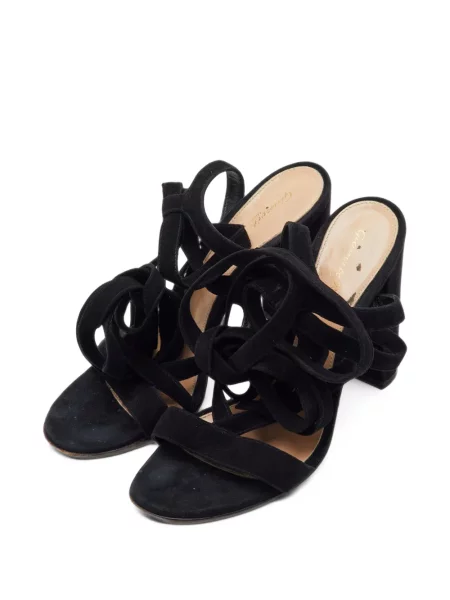 Sandale Gianvito Rossi din piele de căprioară cu legături negru