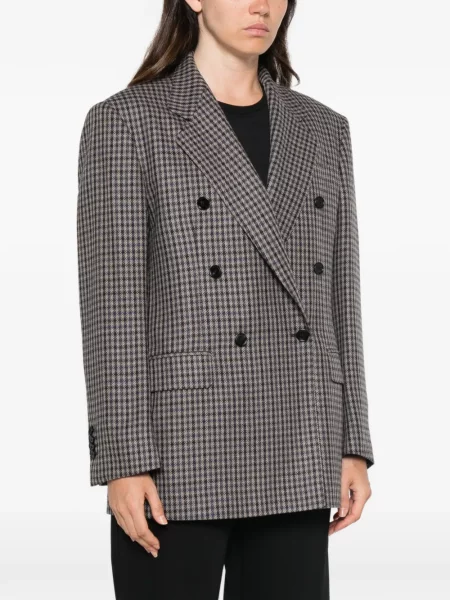 Μπουφάν Tagliatore houndstooth διπλόκουμπα γκρι