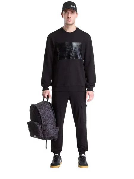 Μακρύς πουλόβερ Ea7 Emporio Armani με αυτόγραφο μαύρο