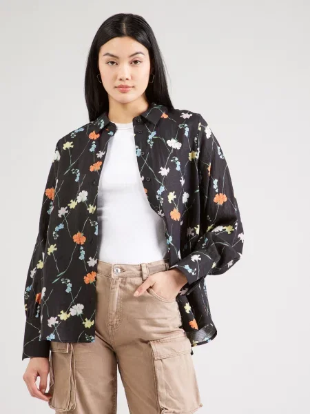 VERO MODA Bluza VMFLORA OLGA svijetloplava / narančasta / crna bijela