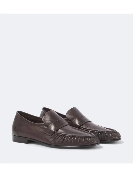 Pantofi loafer The Row din piele maro