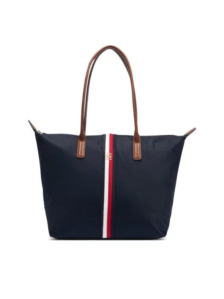 Tommy Hilfiger Дамска чанта Popette Tote Corp Тъмносин