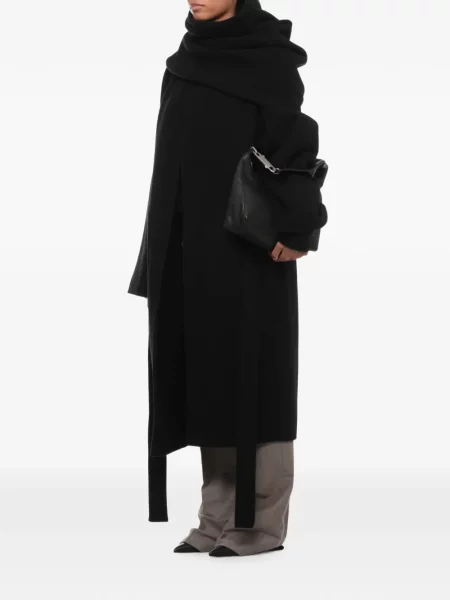 Cu centură palton Rick Owens cu glugă negru