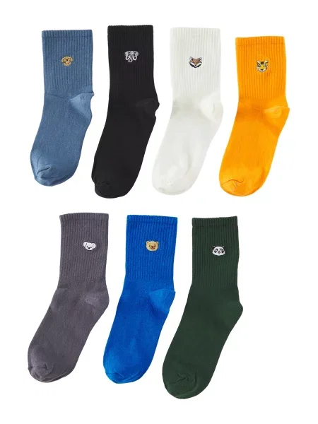 Trendyol Șosete albastru regal / albastru porumbel / gri / verde pin / portocaliu / negru alb