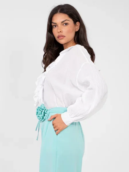 Pantaloni Rue Paris cu model floral alb