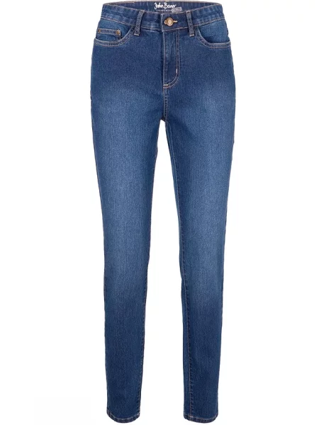 Dżinsy o kroju skinny mid waist ze stretchem niebieskie