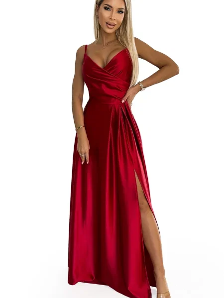 Elegantna satenska maxi obleka Numoco