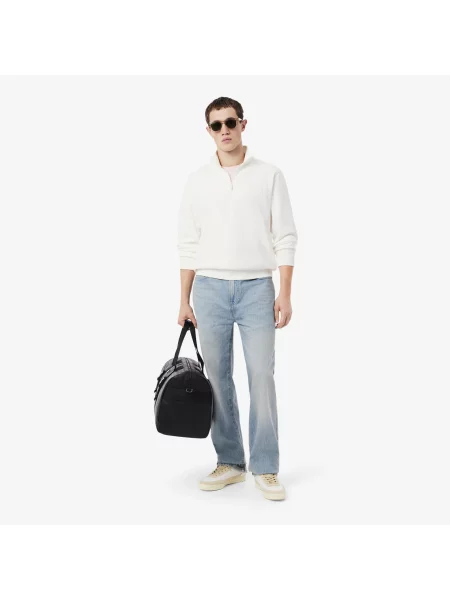 Lacoste Bluza Z Wysokim Kołnierzem Z Tłoczonym Wzorem Zapinana Na biały