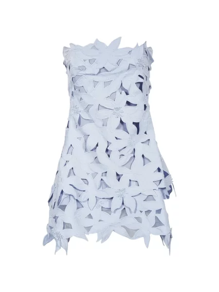 Rochie mini Simkhai cu model floral cu aplicații fără bretele albastru