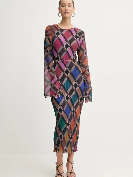 Рокля Never Fully Dressed среднодълга със стандартна кройка кафяво