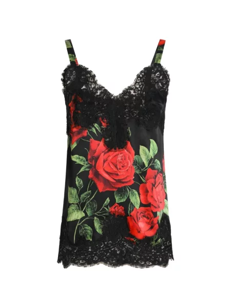 Top Dolce & Gabbana din satin cu imagine negru