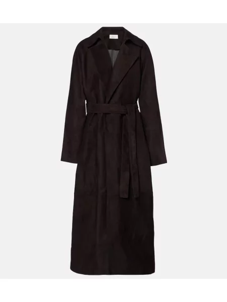 Płaszcz The Row zamszowy brązowy