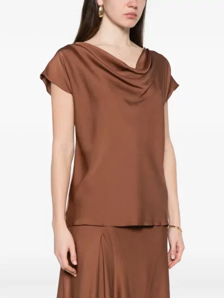 Talia bluzka Silk95five wiązana brązowa