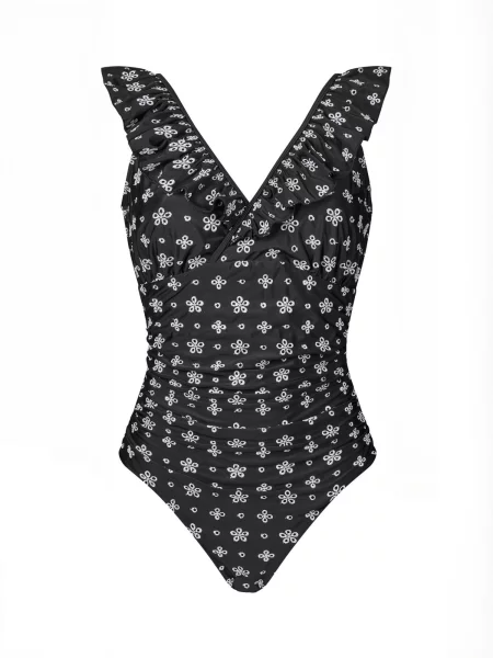 Crās Costum de baie întreg Agnascras negru alb