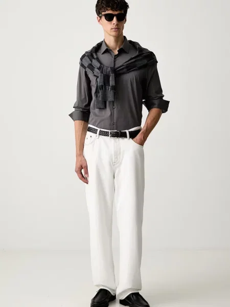 Calvin Klein srajca z elastanom siva