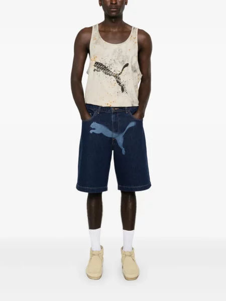 Pantaloni scurți din denim Puma albastru