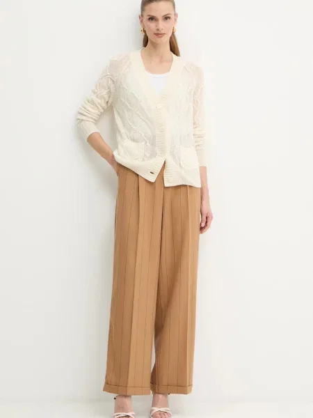 Штани MAX&Co. прямі висока посадка коричневий