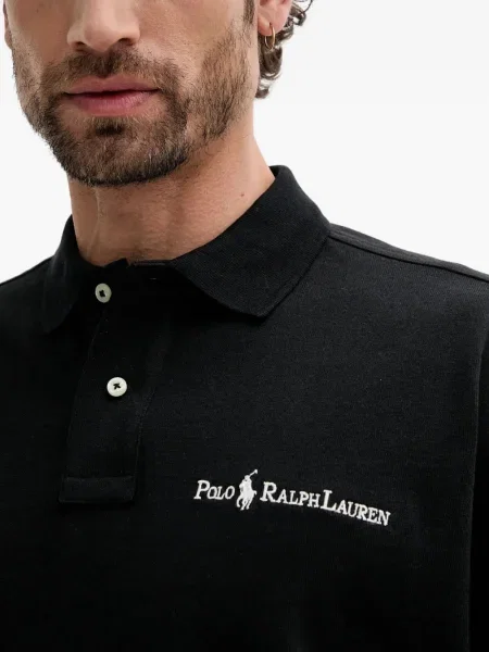 Tricou Polo Ralph Lauren cu decolteu rotund de mătase cu dungi alb