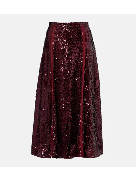 Fustă midi Erdem până la genunchi bordo