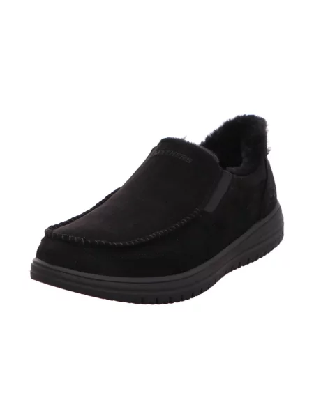 Półbuty Skechers ze sztucznego futra czarne