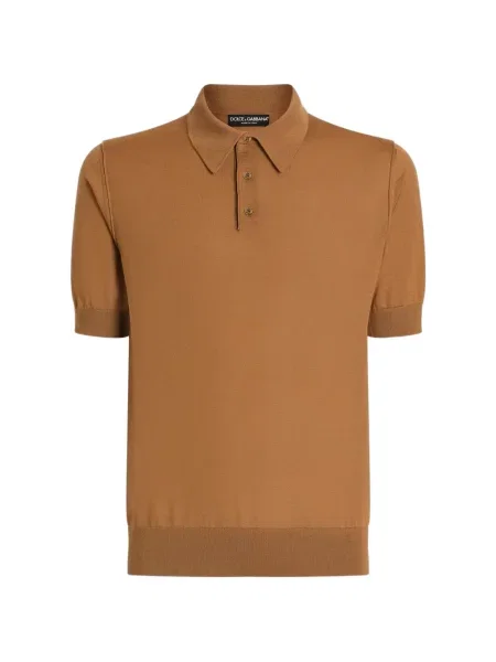Tricou polo Dolce & Gabbana din cașmir maro