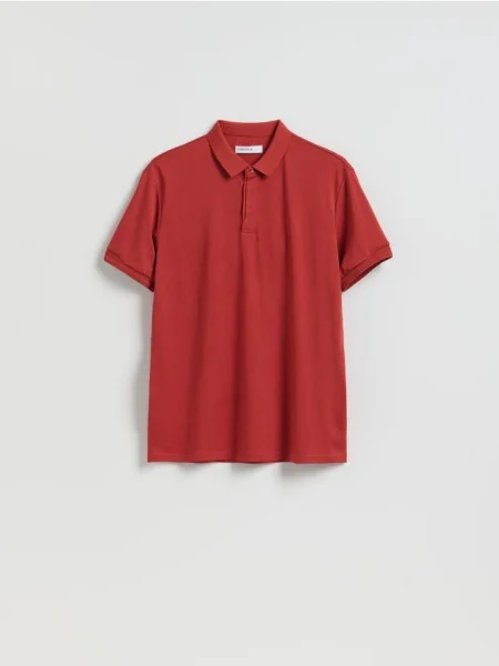 Reserved Tricou polo regular cu adaos de mătase portocaliu