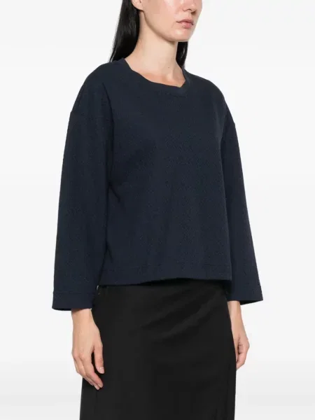 Pulover Emporio Armani cu model herringbone albastru