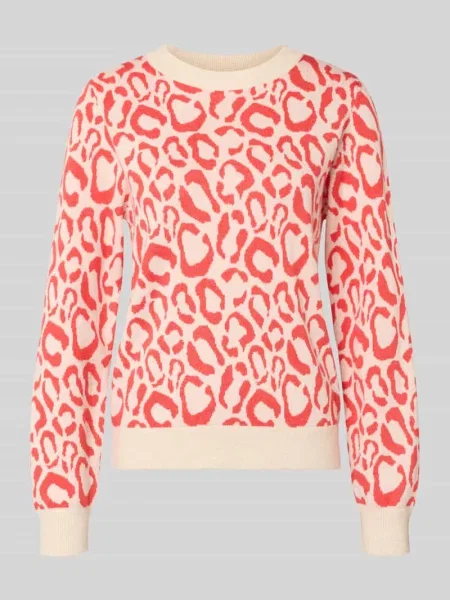 Sweter o kroju slim fit z mieszanki Model JACQUARD' Vila czerwony