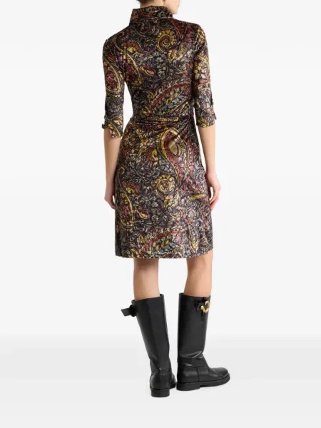 Rochie tip cămașă Etro cu model floral negru