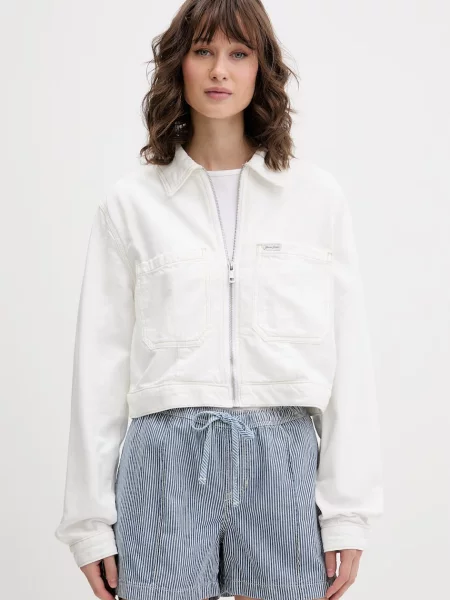 Guess Jeans traper jakna ženska s pamukom bijela