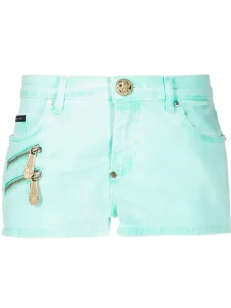 Pantaloni scurți din denim Philipp Plein biker verde