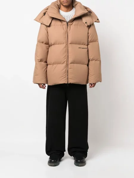 Zateplená plátěná péřová bunda Off-white bílá
