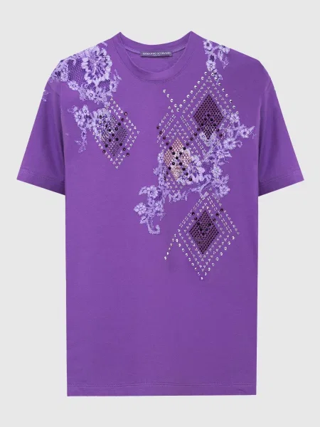 Кружевная футболка Ermanno Scervino фиолетовая