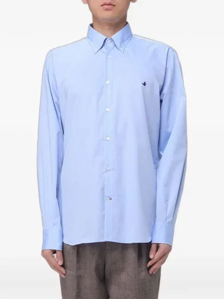 Cămașă Brooksfield cu broderie din poplin albastru