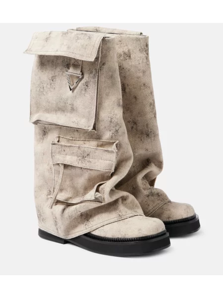 Botine The Attico din canvas bej