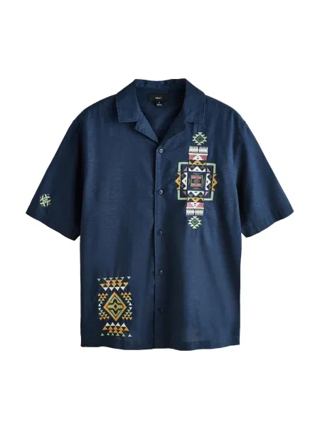 Next Cămașă bleumarin / galben curry / verde măr alb