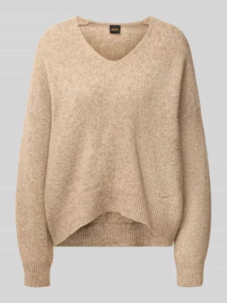 Sweter o kroju loose fit z mieszanka alpaki i wełny model Fondyssa' Boss Orange beżowy